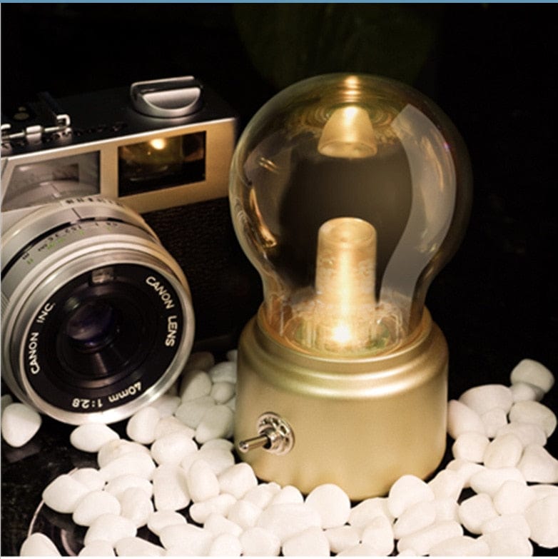 Lampe de Chevet Vintage - Ampoula Base en or Au Bonheur la Lampe