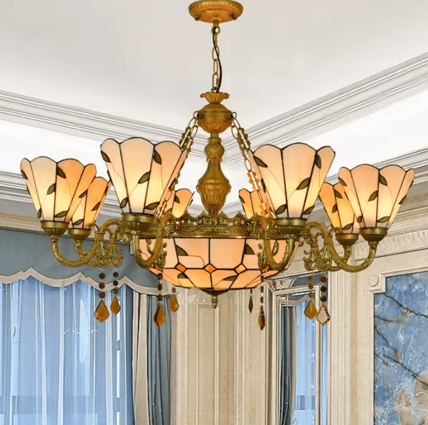 Chandelier-Tiffany Bougilia Au Bonheur la Lampe