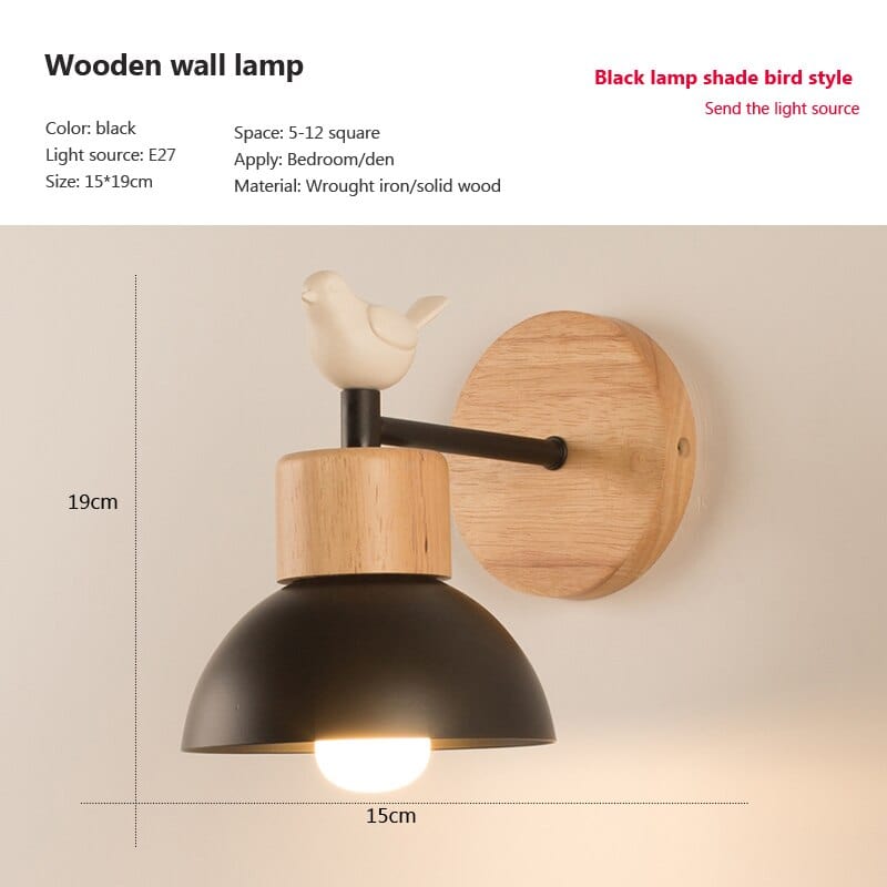 Lampe de Chevet Murale Bois - Moineau D / Chaud Au Bonheur la Lampe