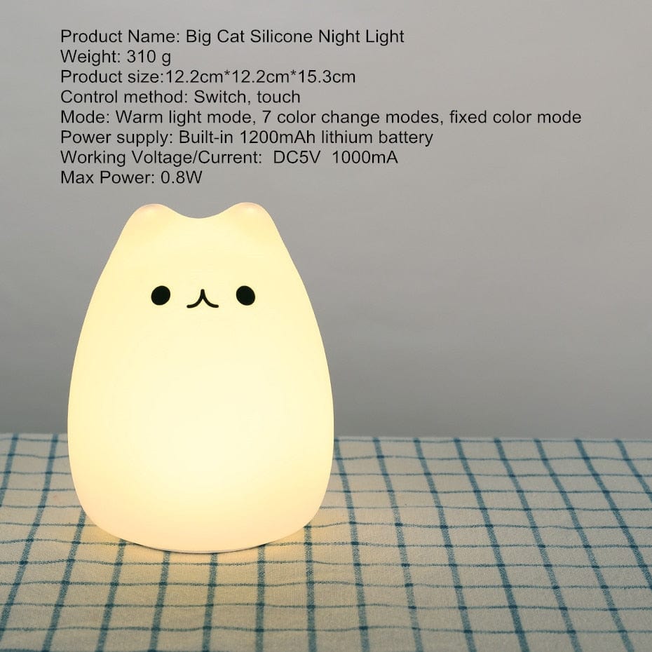 Lampe de Chevet LED - Gamme Animaux Gros Chat Au Bonheur la Lampe