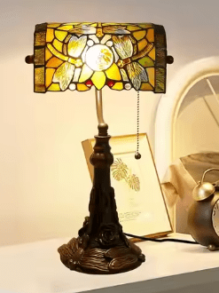 Lampe Banquier Tiffany - Papillon Jaune Au Bonheur la Lampe