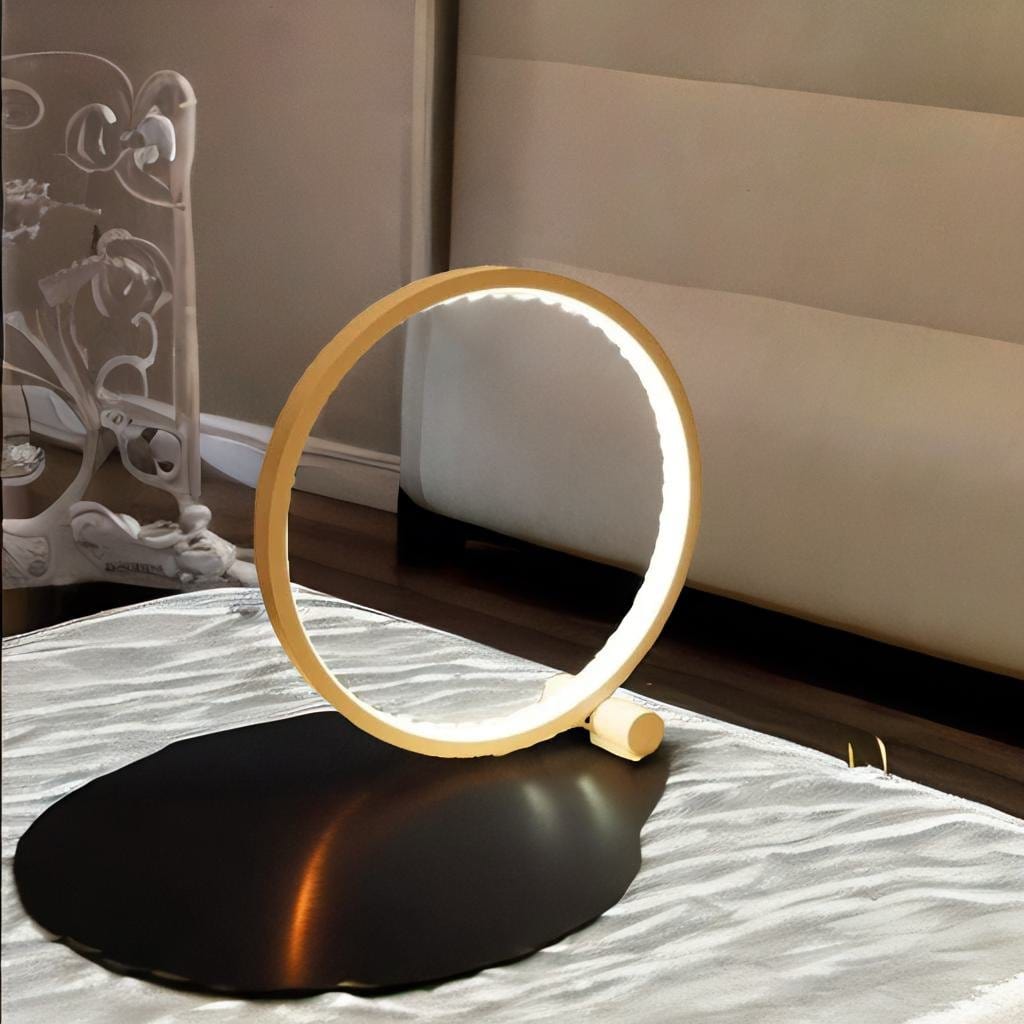 Lampe de Chevet Ronde - Éclipse Blanc / Blanc / Bouton Au Bonheur la Lampe