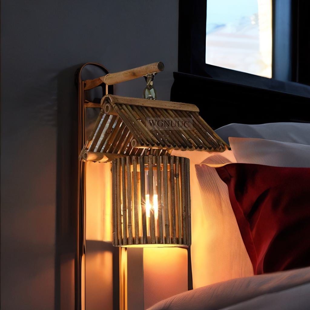 Lampe de Chevet Lanterne Bois - Cabane Au Bonheur la Lampe