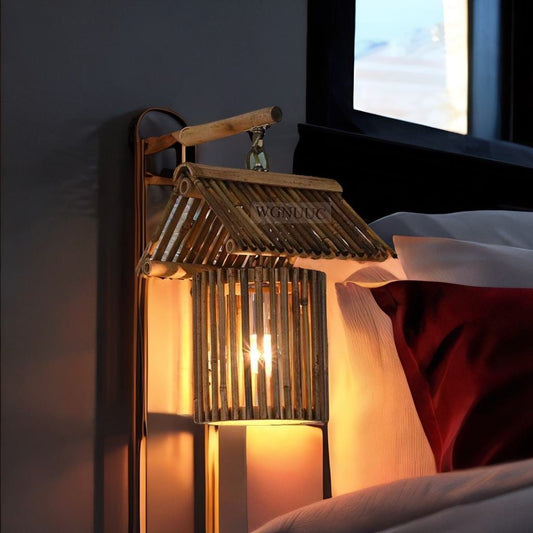 Lampe de Chevet Lanterne Bois - Cabane Au Bonheur la Lampe