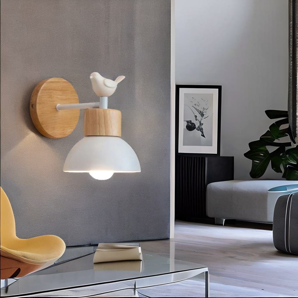 Lampe de Chevet Murale Bois - Moineau Au Bonheur la Lampe