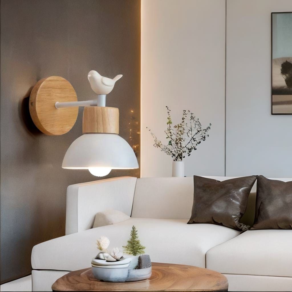 Lampe de Chevet Murale Bois - Moineau Au Bonheur la Lampe