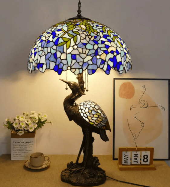 Lampe Tiffany - Héron Au Bonheur la Lampe