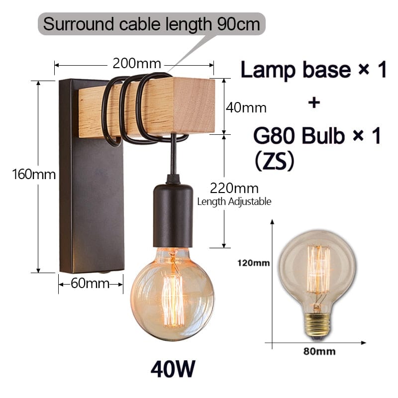 Lampe de Chevet Murale Vintage - Meto Style B avec ampoule ZS Au Bonheur la Lampe