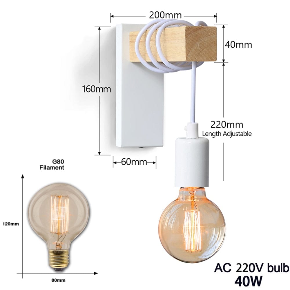 Lampe de Chevet Murale Vintage - Meto Style W avec ampoule ZS Au Bonheur la Lampe